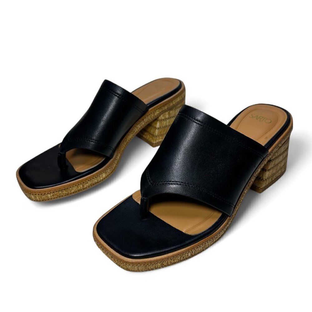SARTO Ferrara Espadrille Platform Block Heel Sandal, Black, Sz 7.5, NWOB - Picture 3 of 10